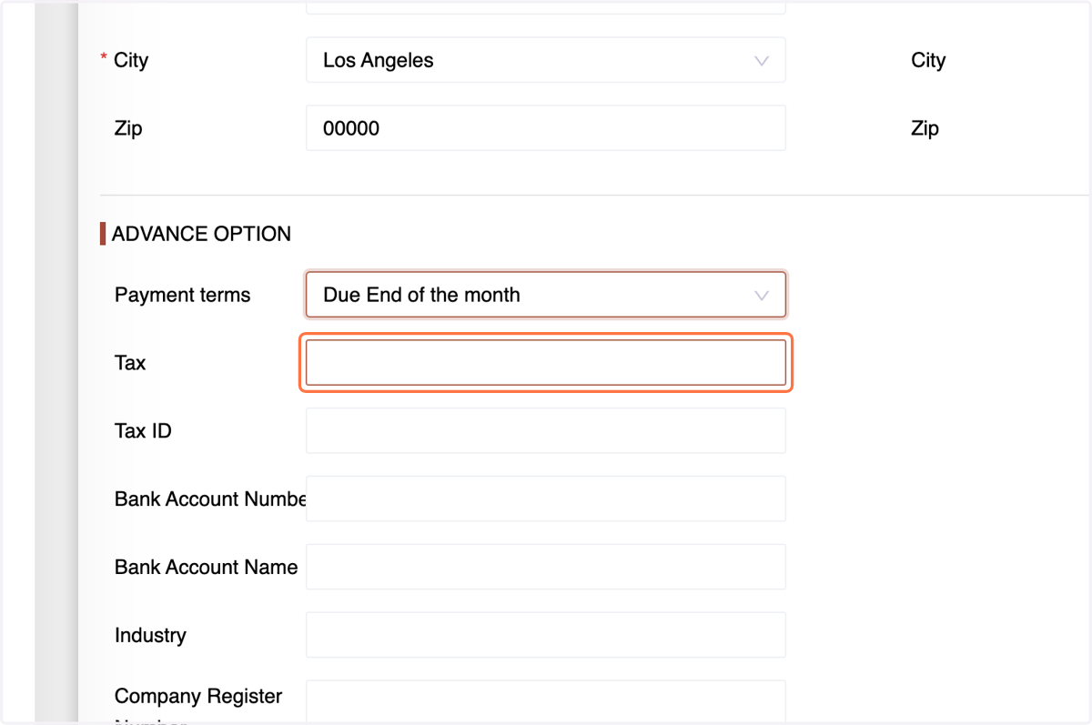 Enter the customer's tax identification number.