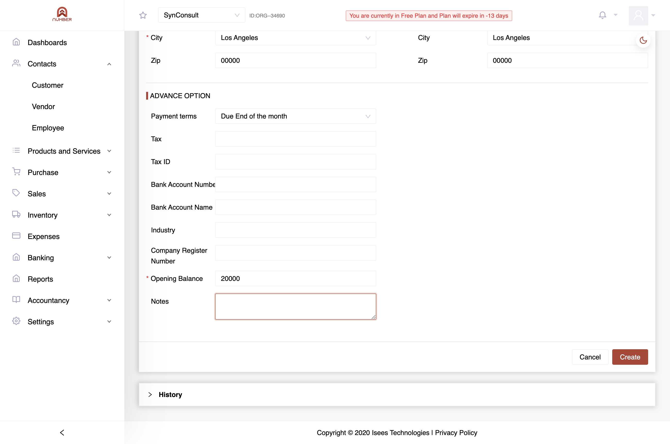 After entering all the required details, click the "Create" button to add the customer to your database.