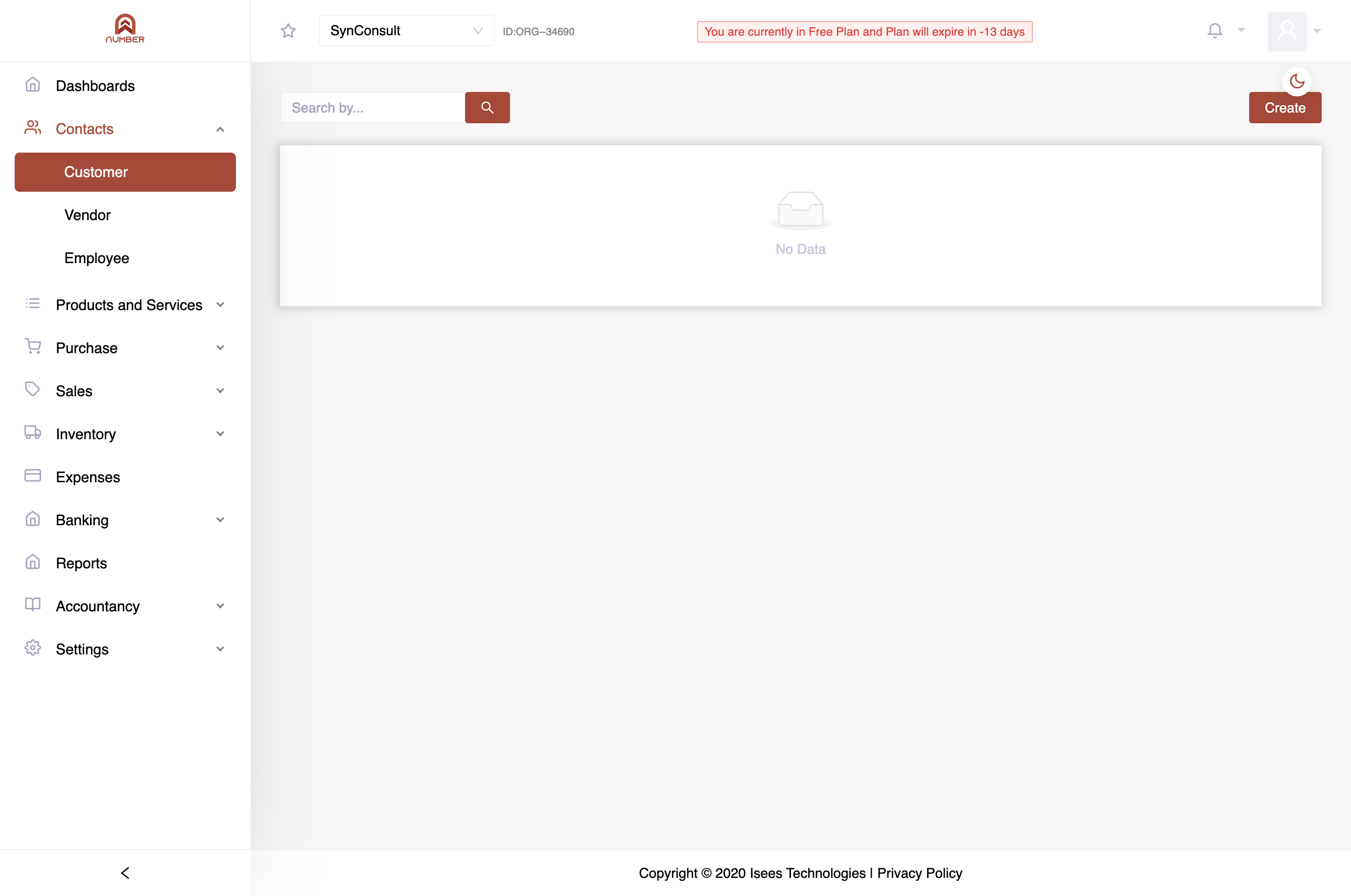 Within the "Customers" section, click on the "Create Customer" option.