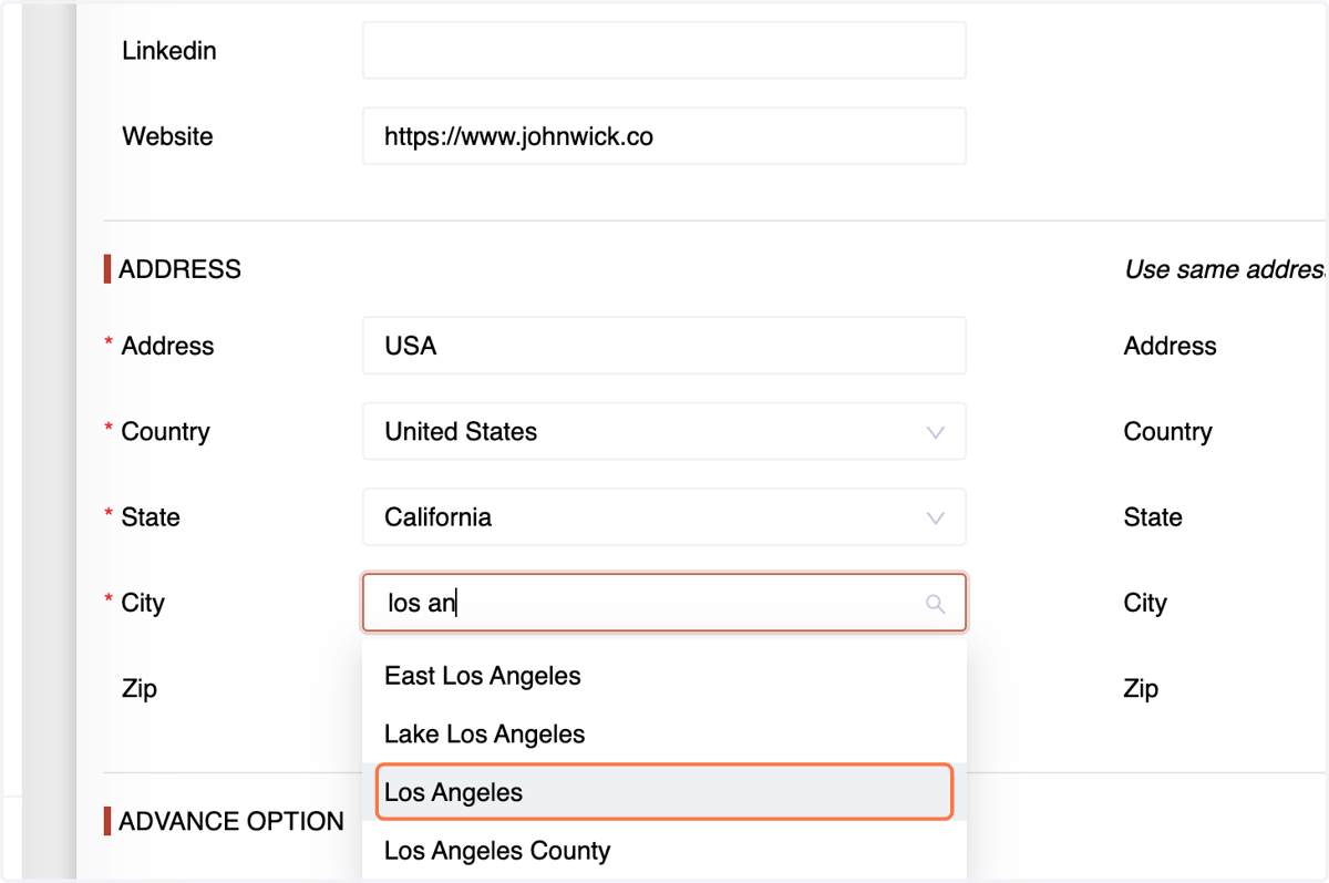 Indicate the "City" where the customer is located.