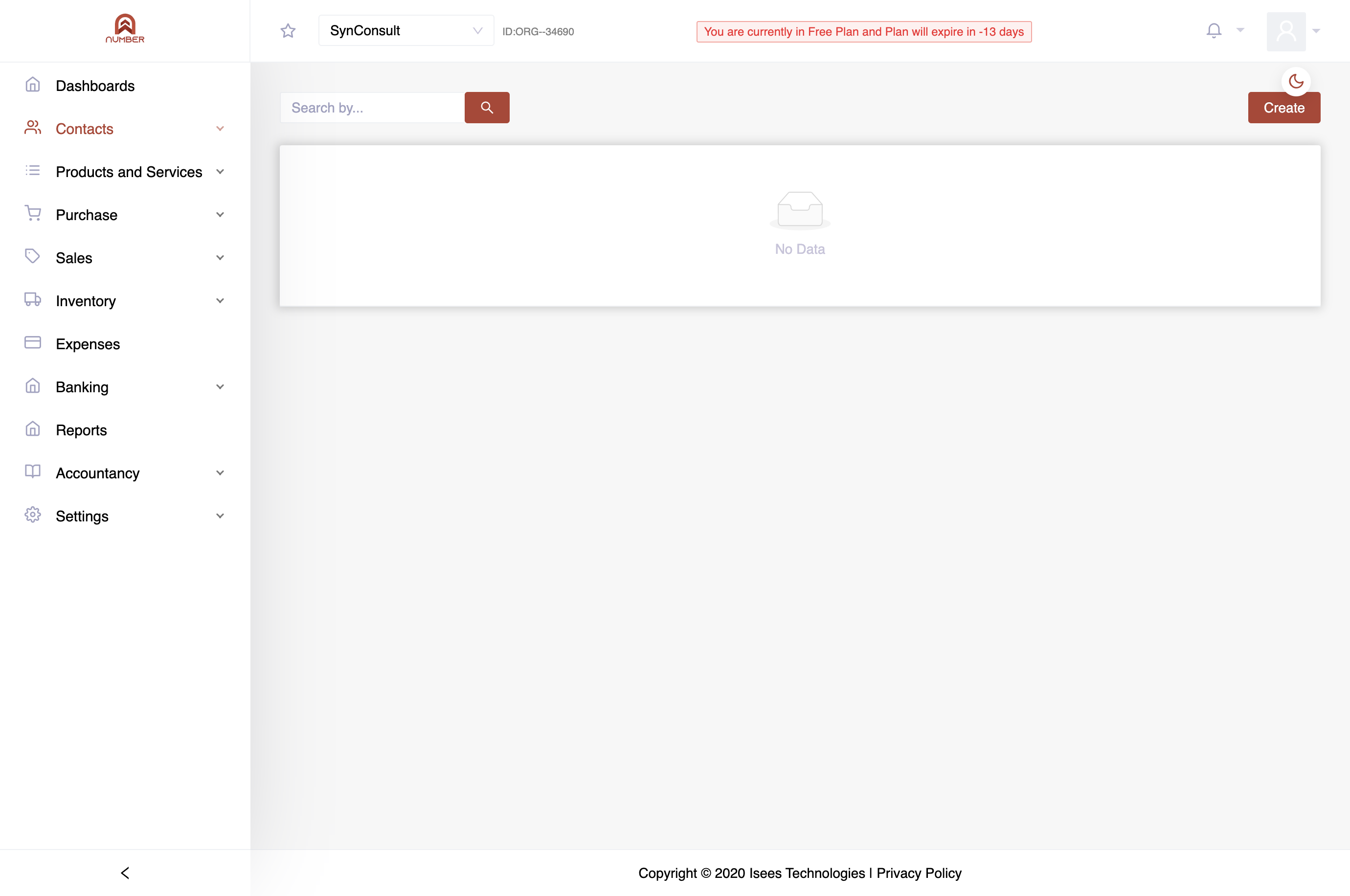 Start by navigating to the "Contact" menu in the Number Accounting System.