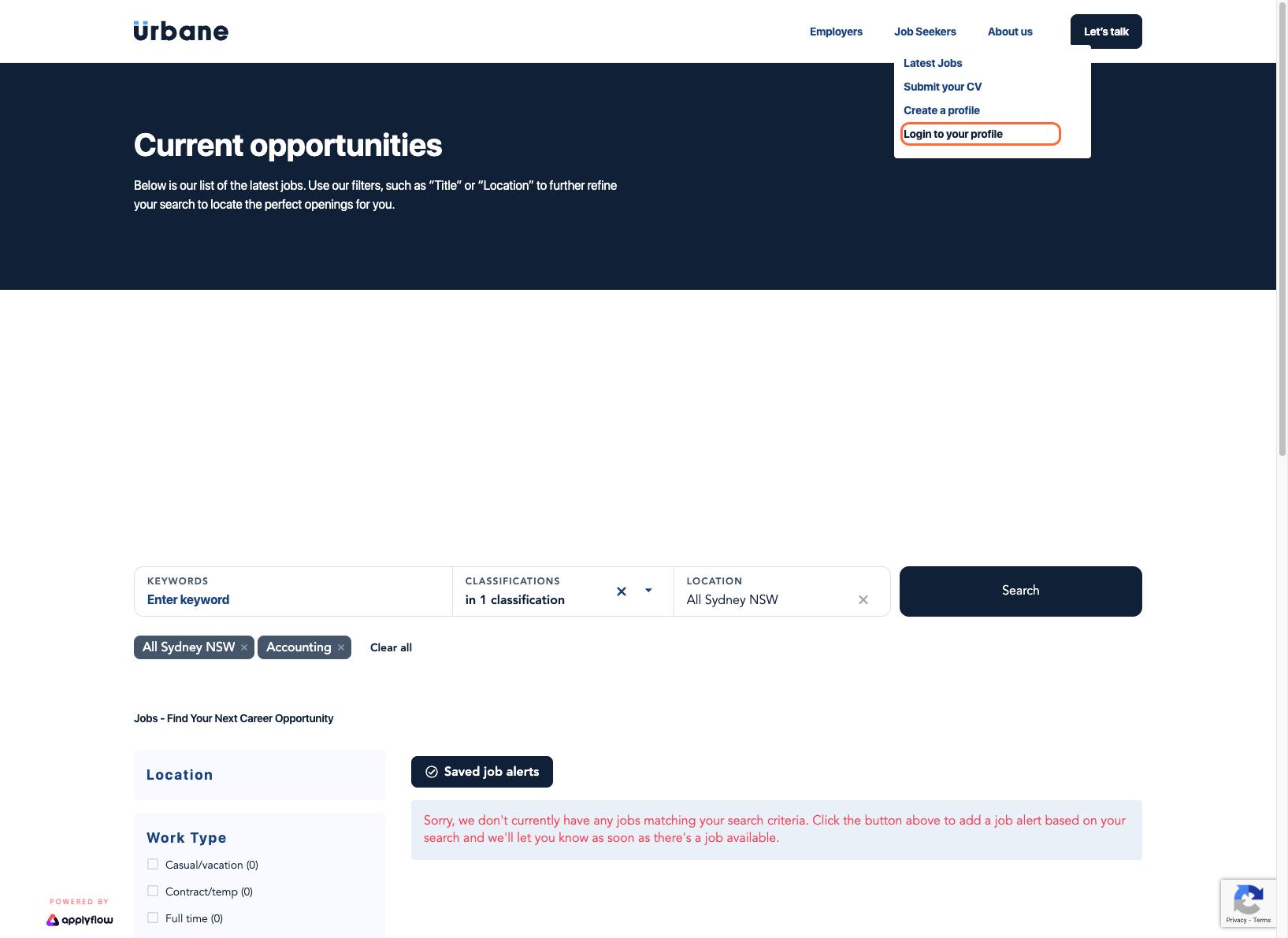 Click on Login to your profile