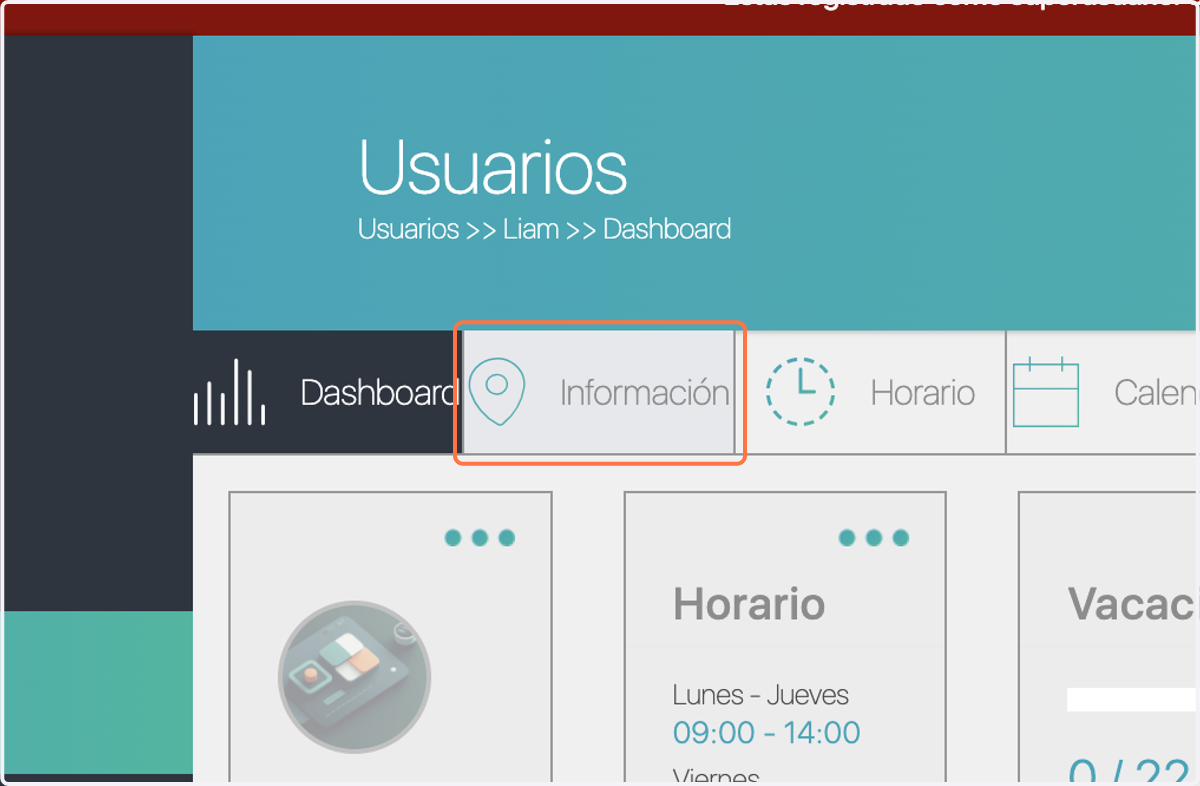 Click on Información
