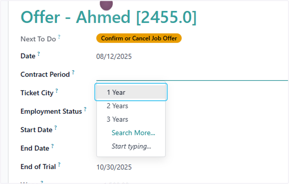 Click on 1 Year