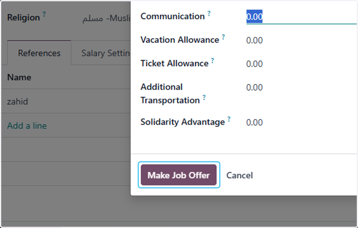 Click on Make Job Offer