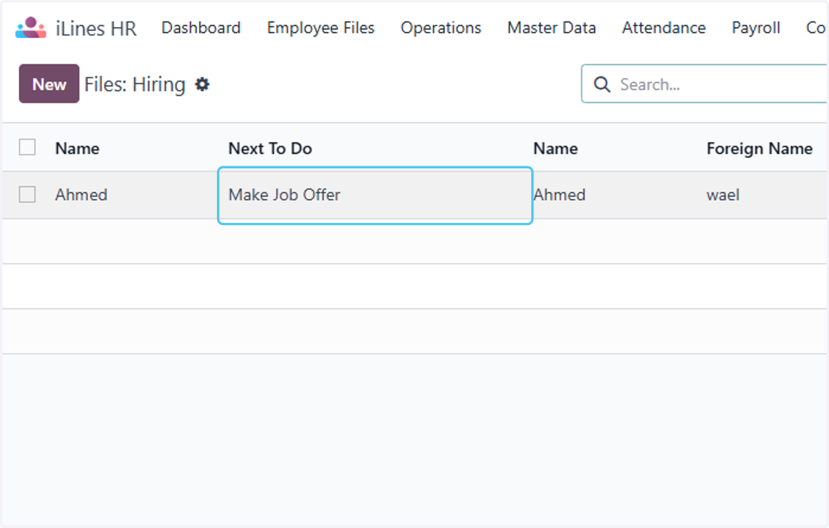 Click on Make Job Offer