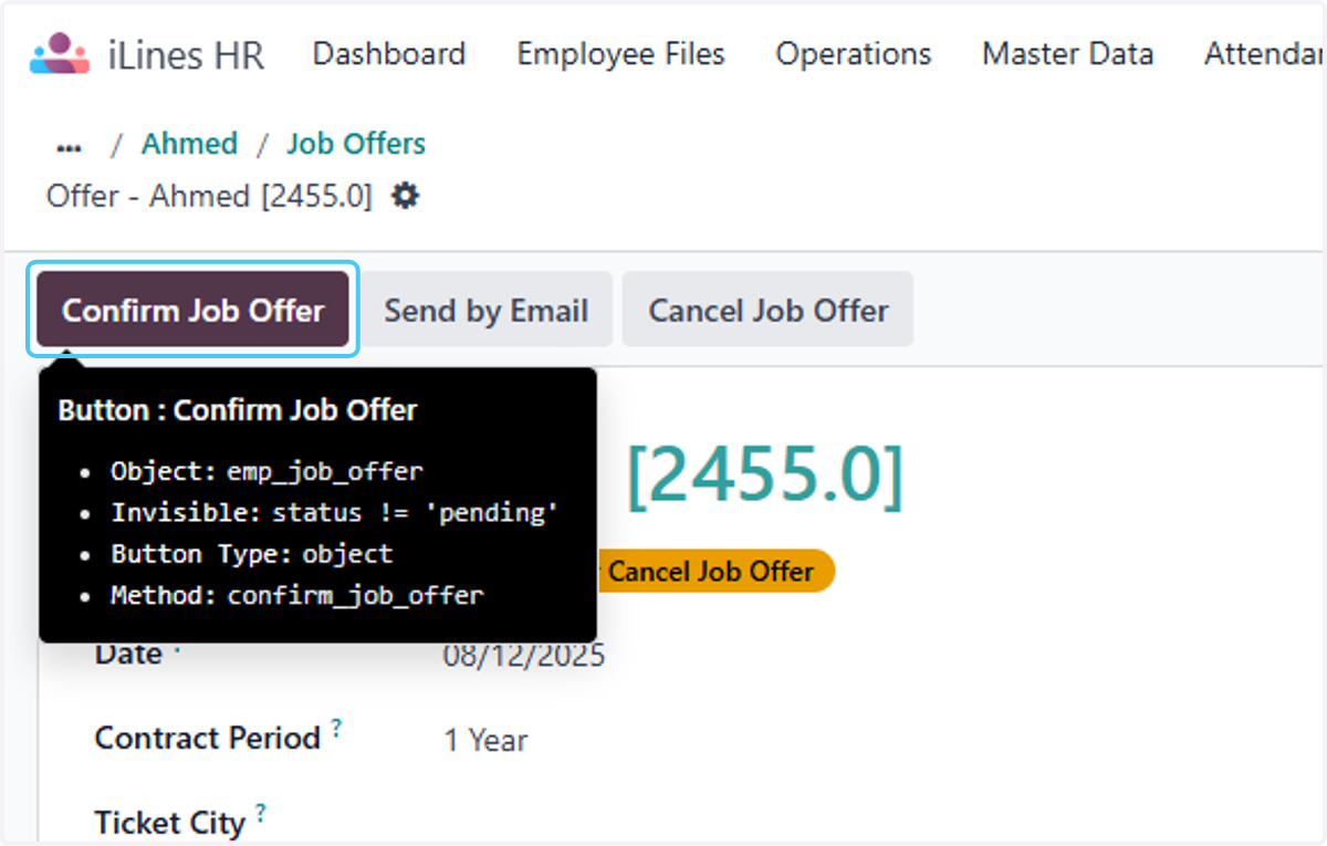 Click on Confirm Job Offer