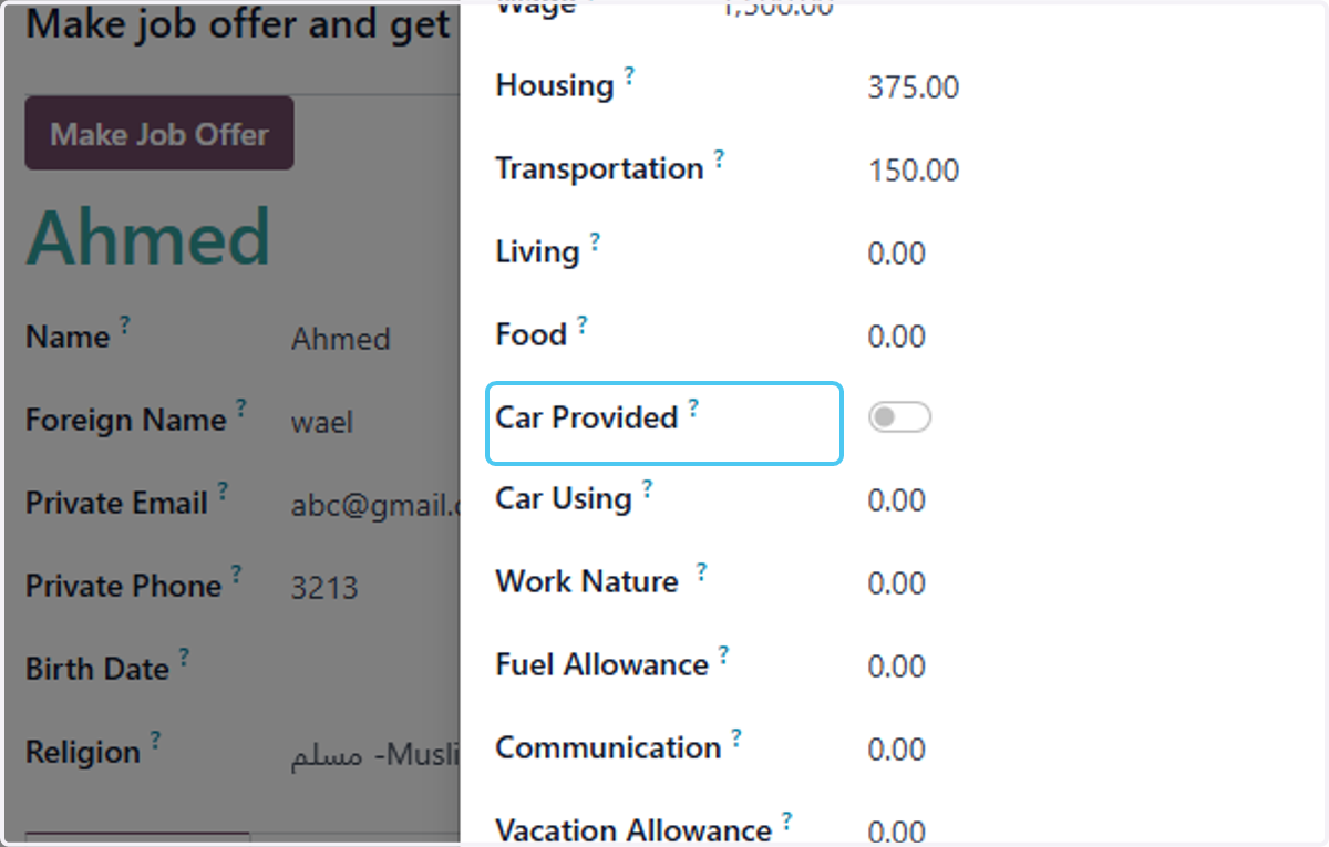 Click on Make Job Offer…
