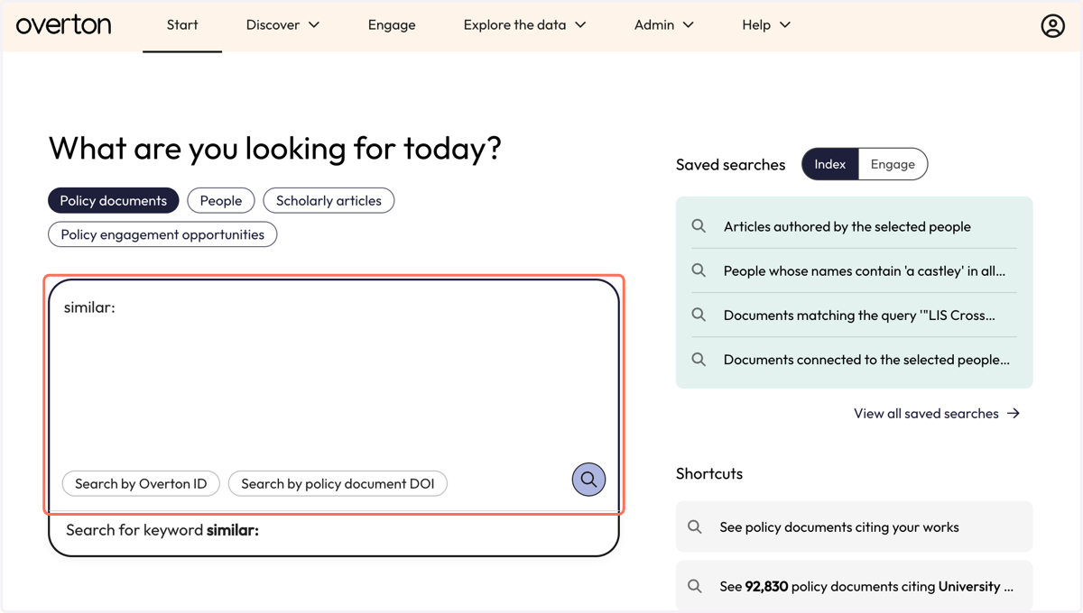 You can also perform a semantic search from the Start page with "similar:".