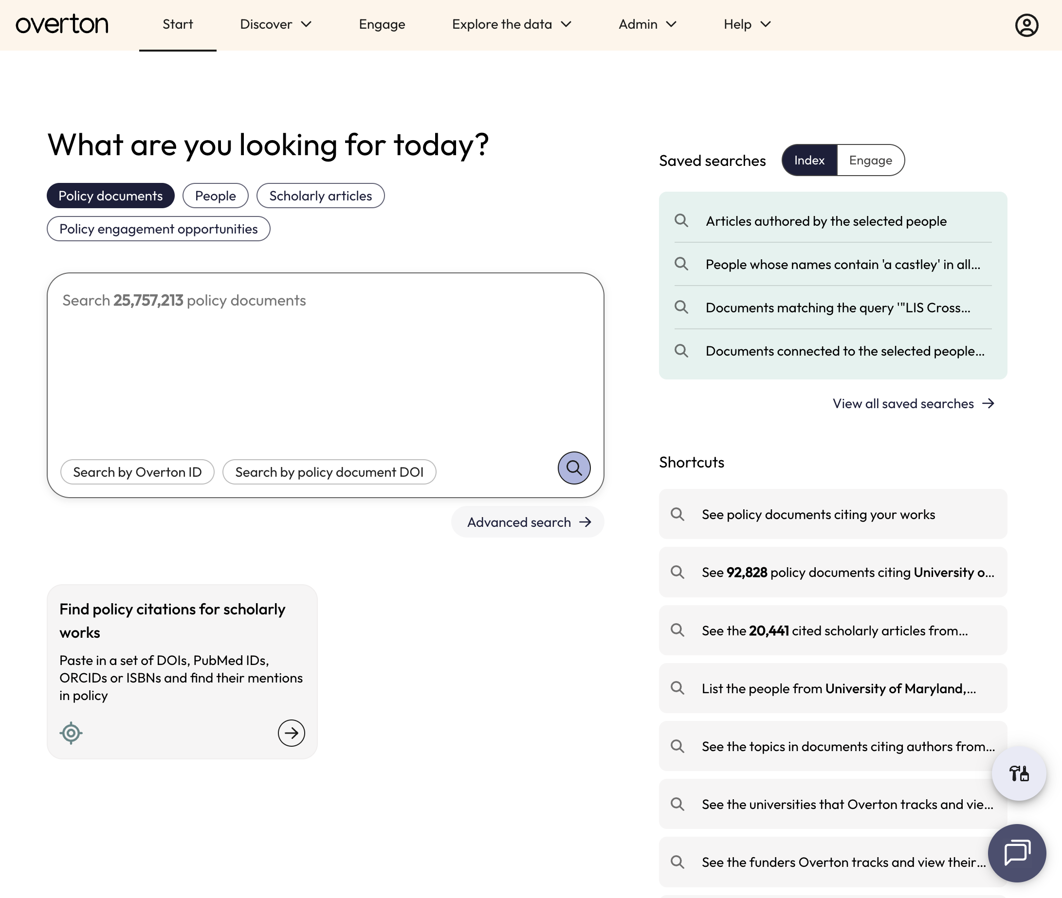 From the Start page, click on Advanced search
