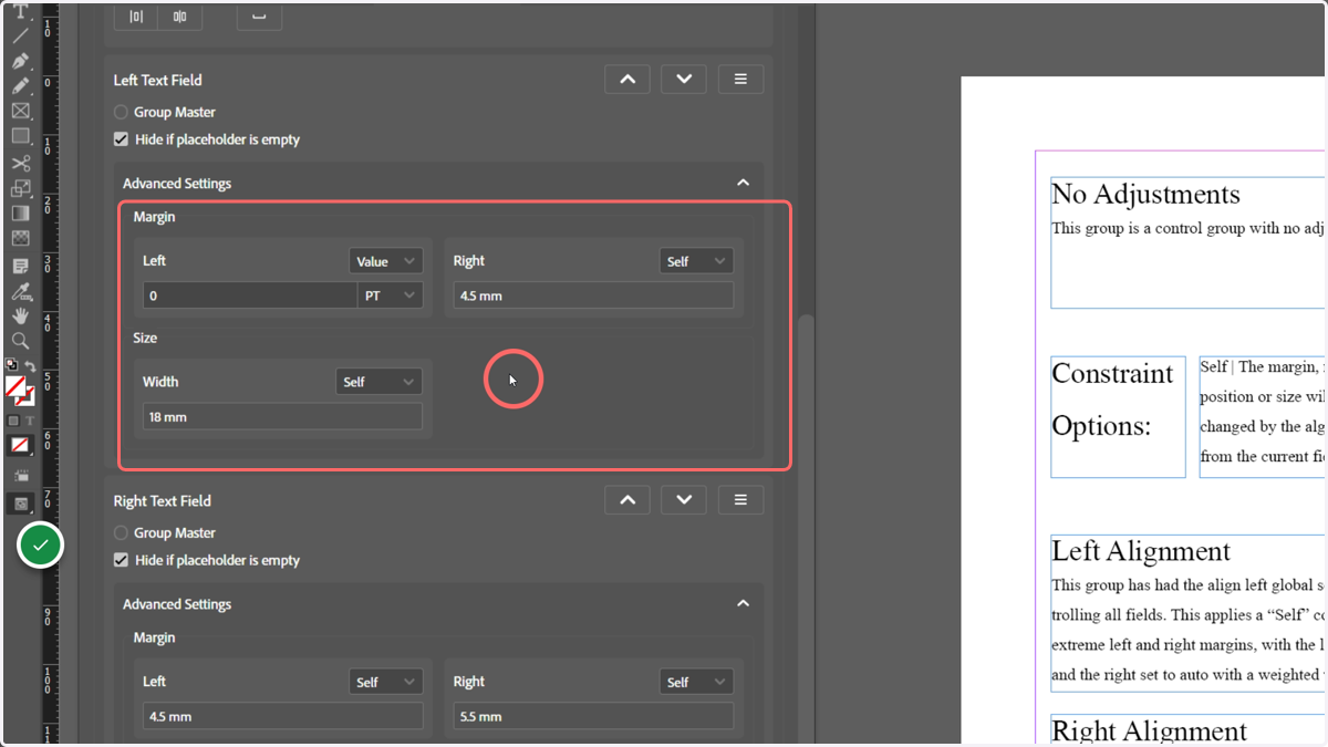 A look at our Left Text Field options