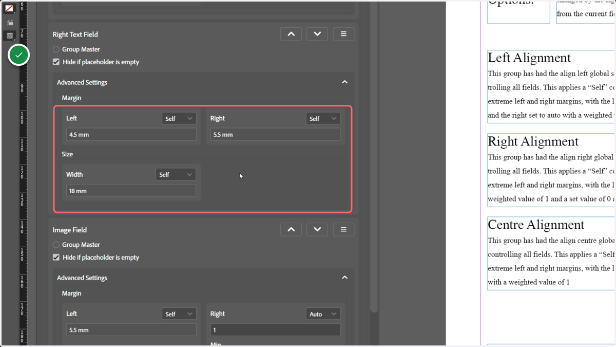 A look at our Right Text Field options