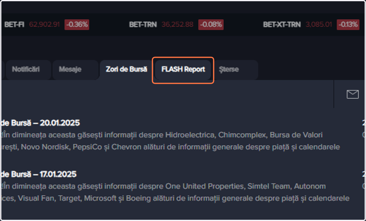 Click pe FLASH Report / Zori de Bursă