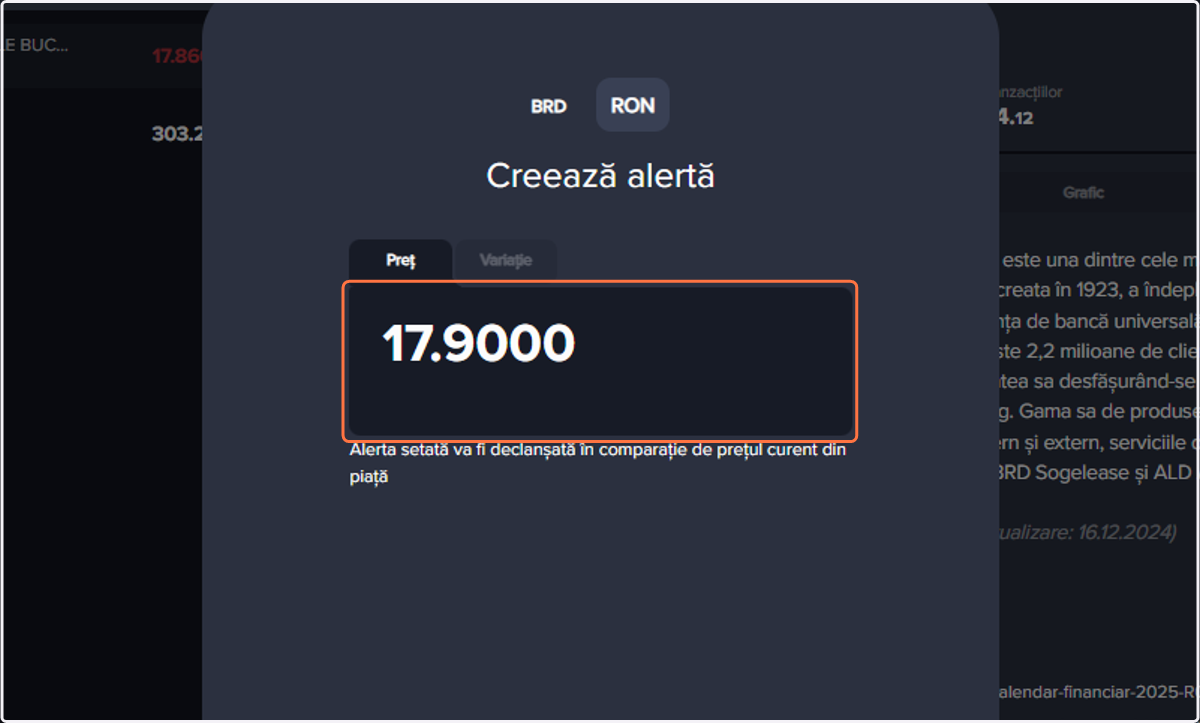 Selectează tipul de alertă