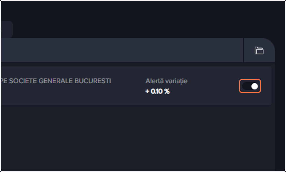 Acționând toggle-ul , activezi sau dezactivezi alerta