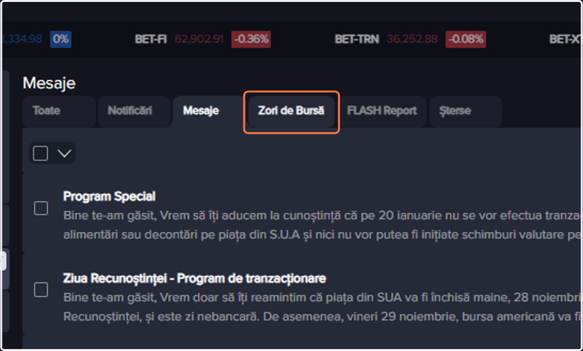 Notificările sunt sortate după subiect