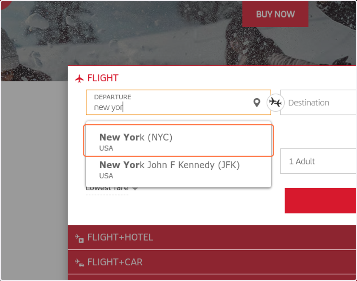 Click on New York (NYC)…