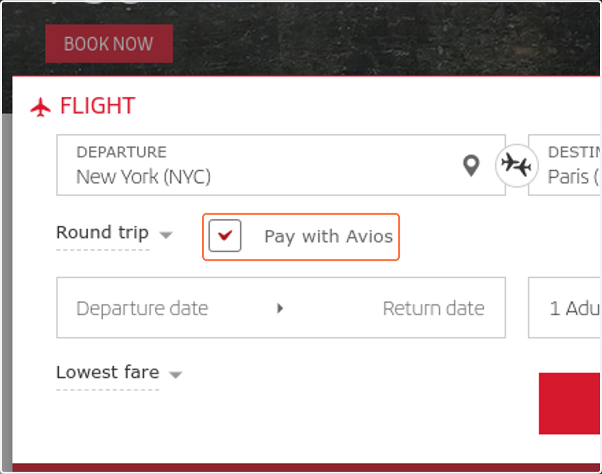 Uncheck Pay with Avios
