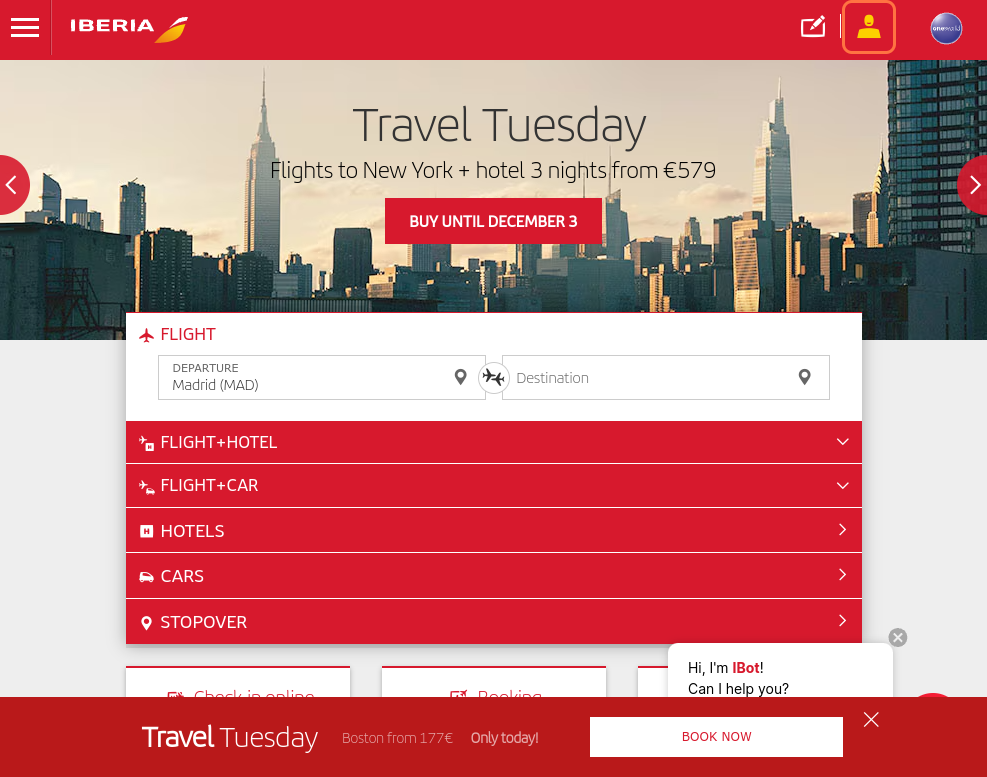 Click on Log in to Iberia Plus