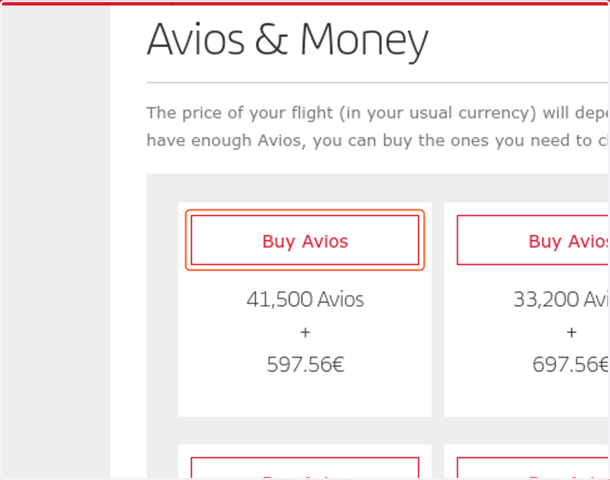 Click on Buy Avios