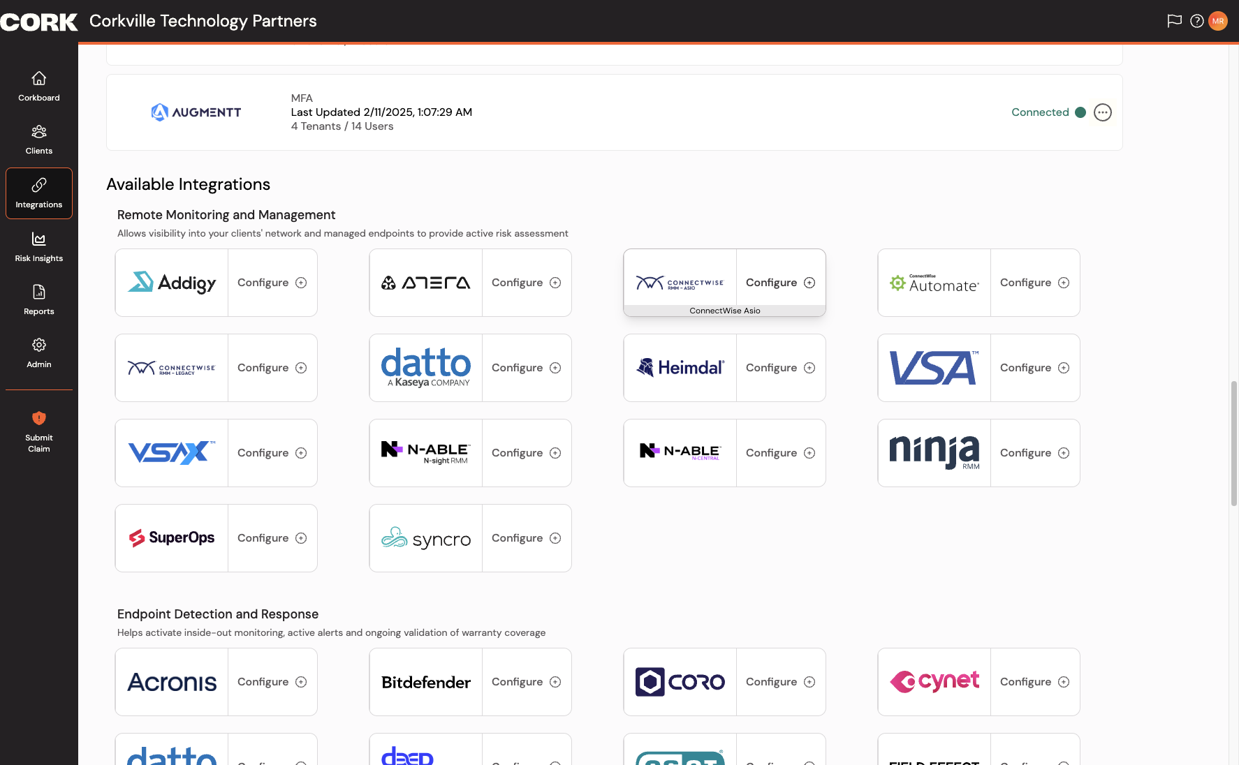 Click on Configure ConnectWise Asio integration
