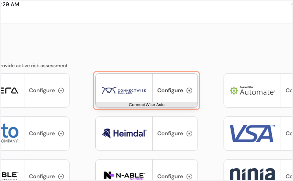 Click on Configure ConnectWise Asio integration