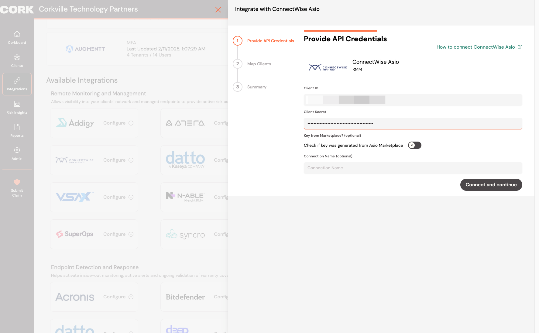 Select "Check if key was generated from Asio Marketplace"