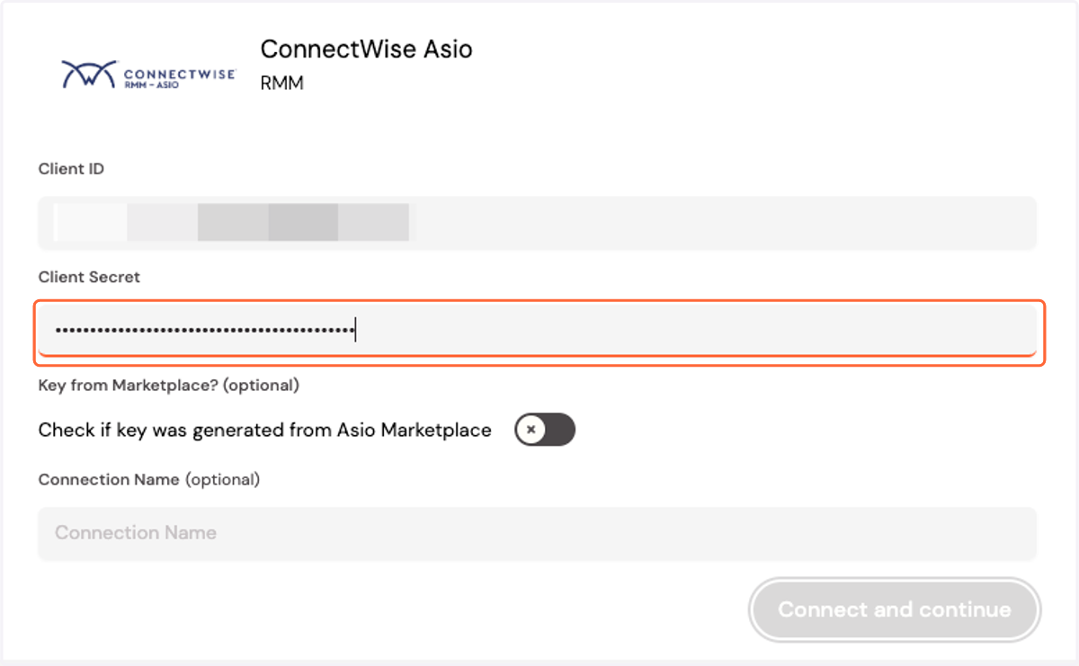 Paste the client secret