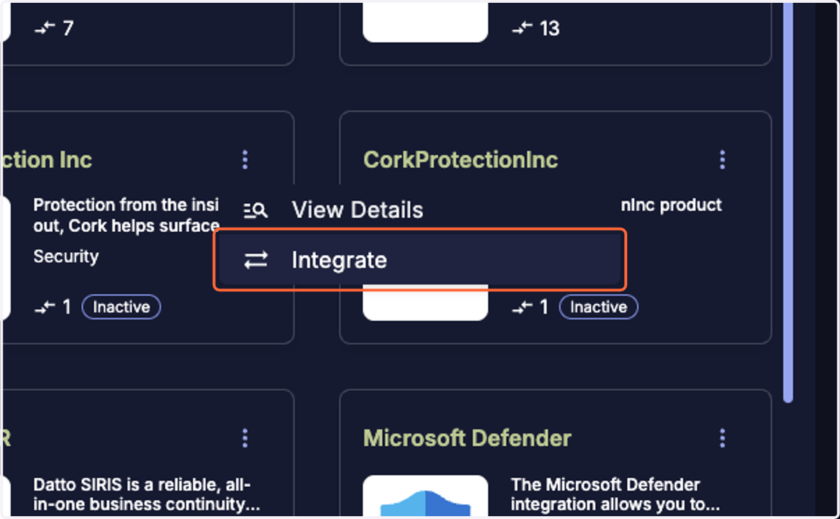 Click on Integrate