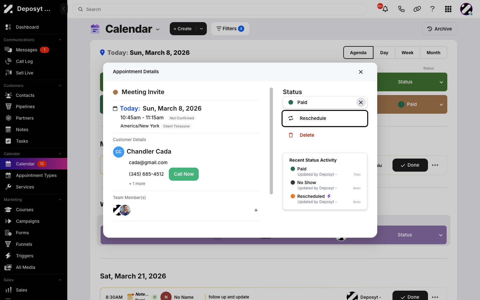 Step 3: Click on the Reschedule button.