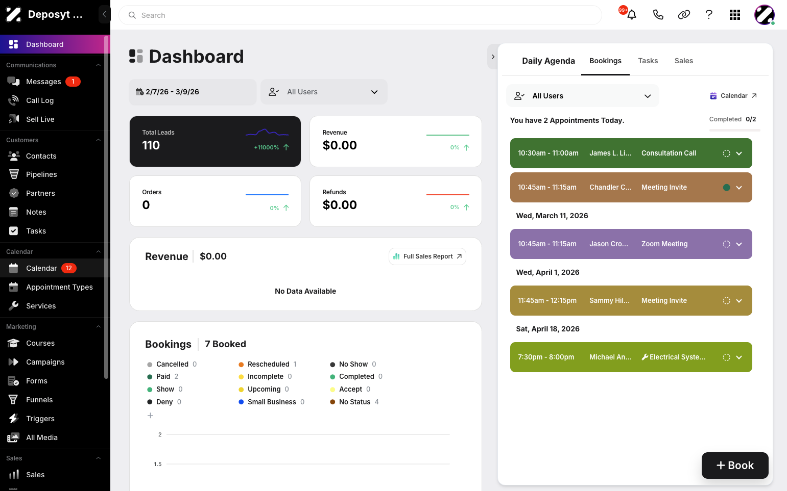 Step 1: On your Dashboard, navigate to the Calendar tab under the Calendar section.