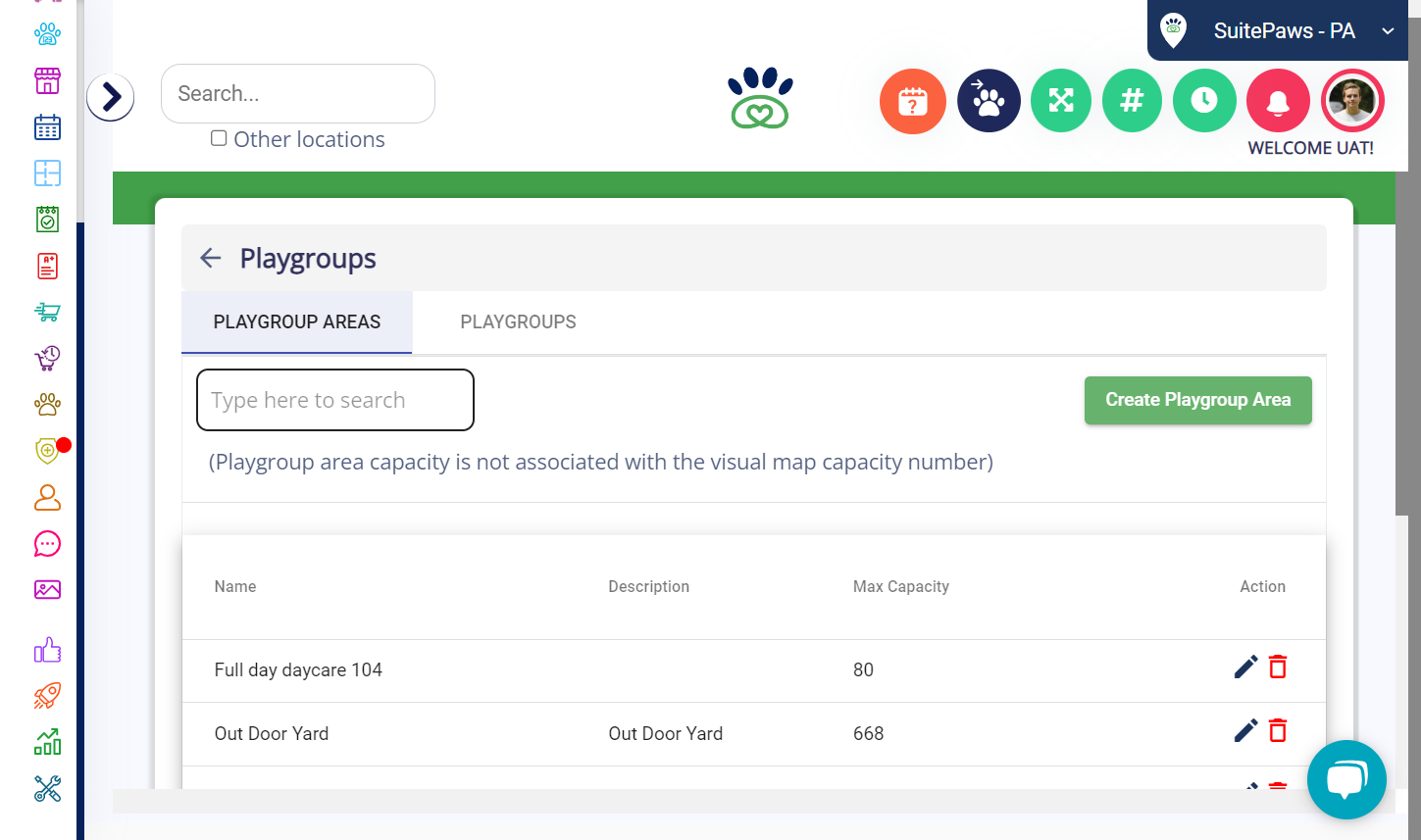 Click on Create Playgroup Area