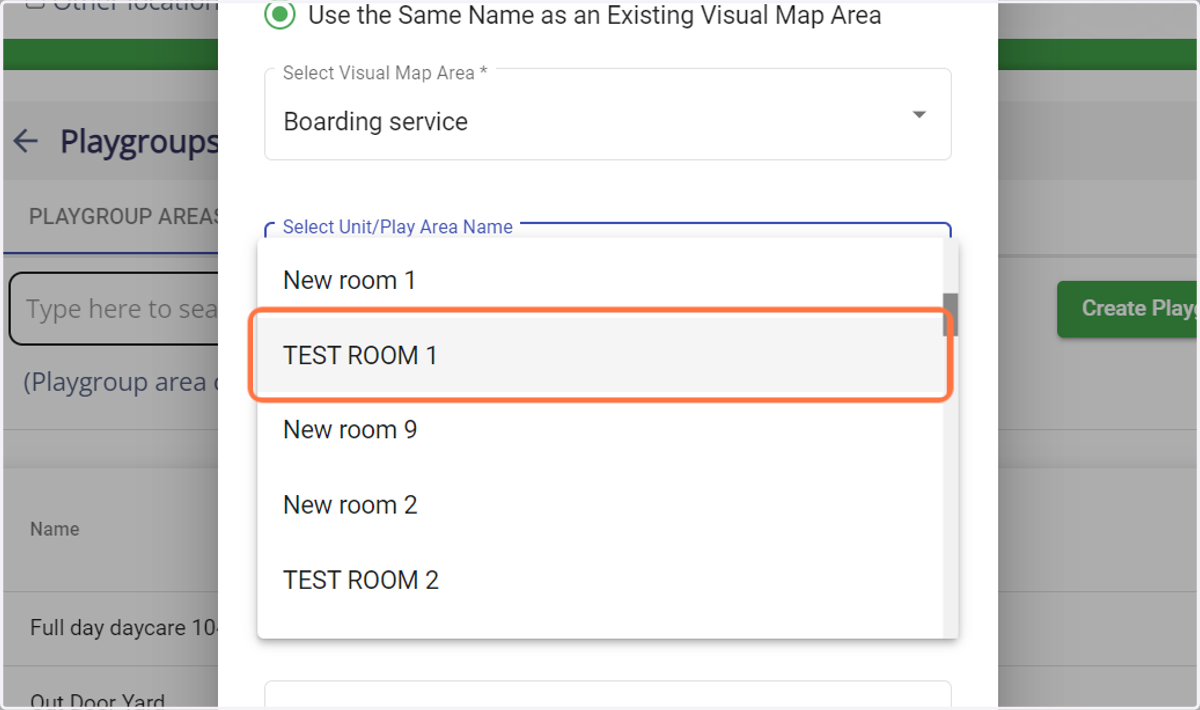 Click on TEST ROOM 1