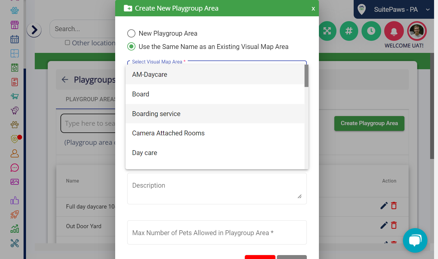 Click on Boarding service