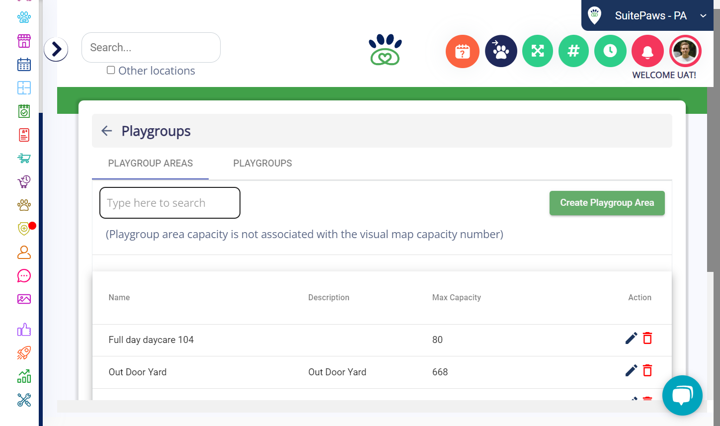 Click on Create Playgroup Area