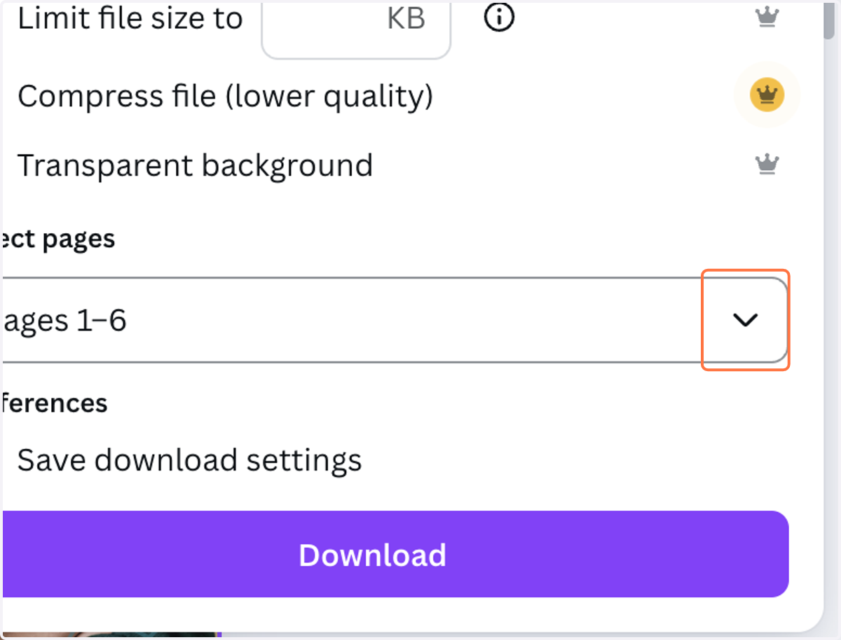 Click on "Select pages"