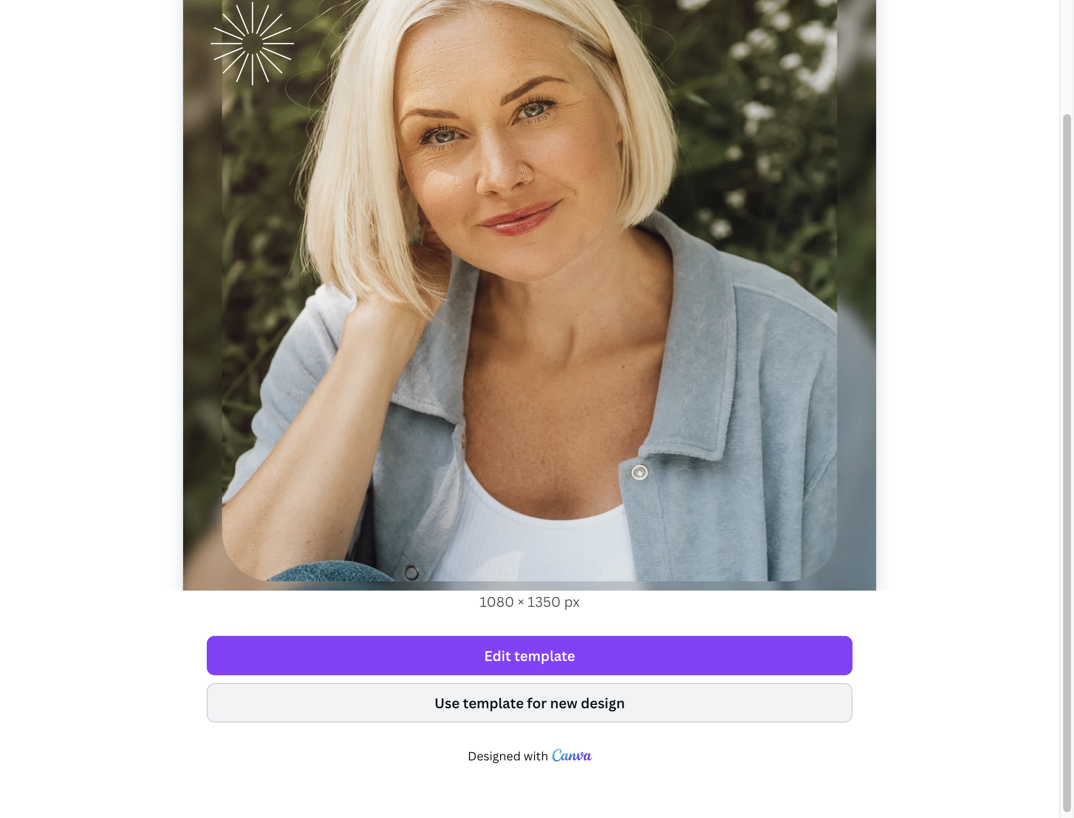 Click on "Use template for new design" to open in Canva