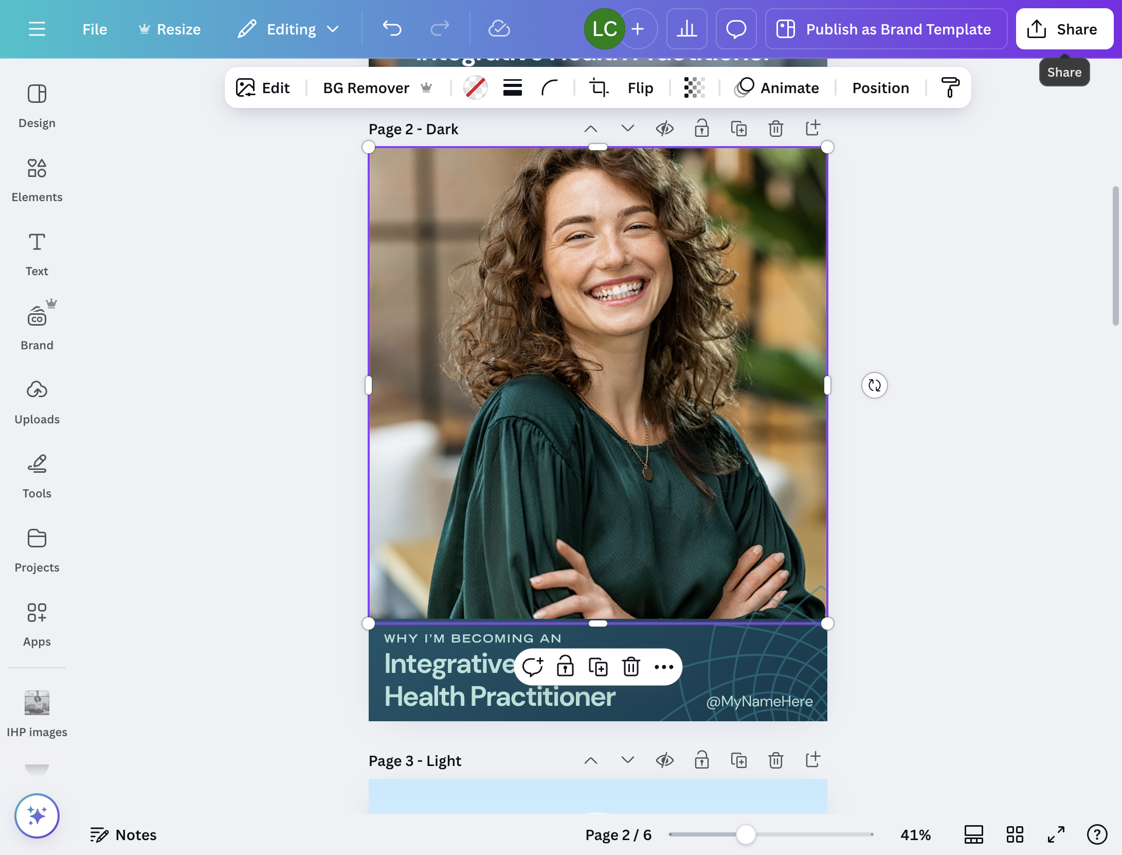 To save, click on "Share"