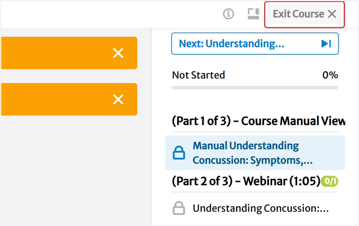 Click on Exit Course