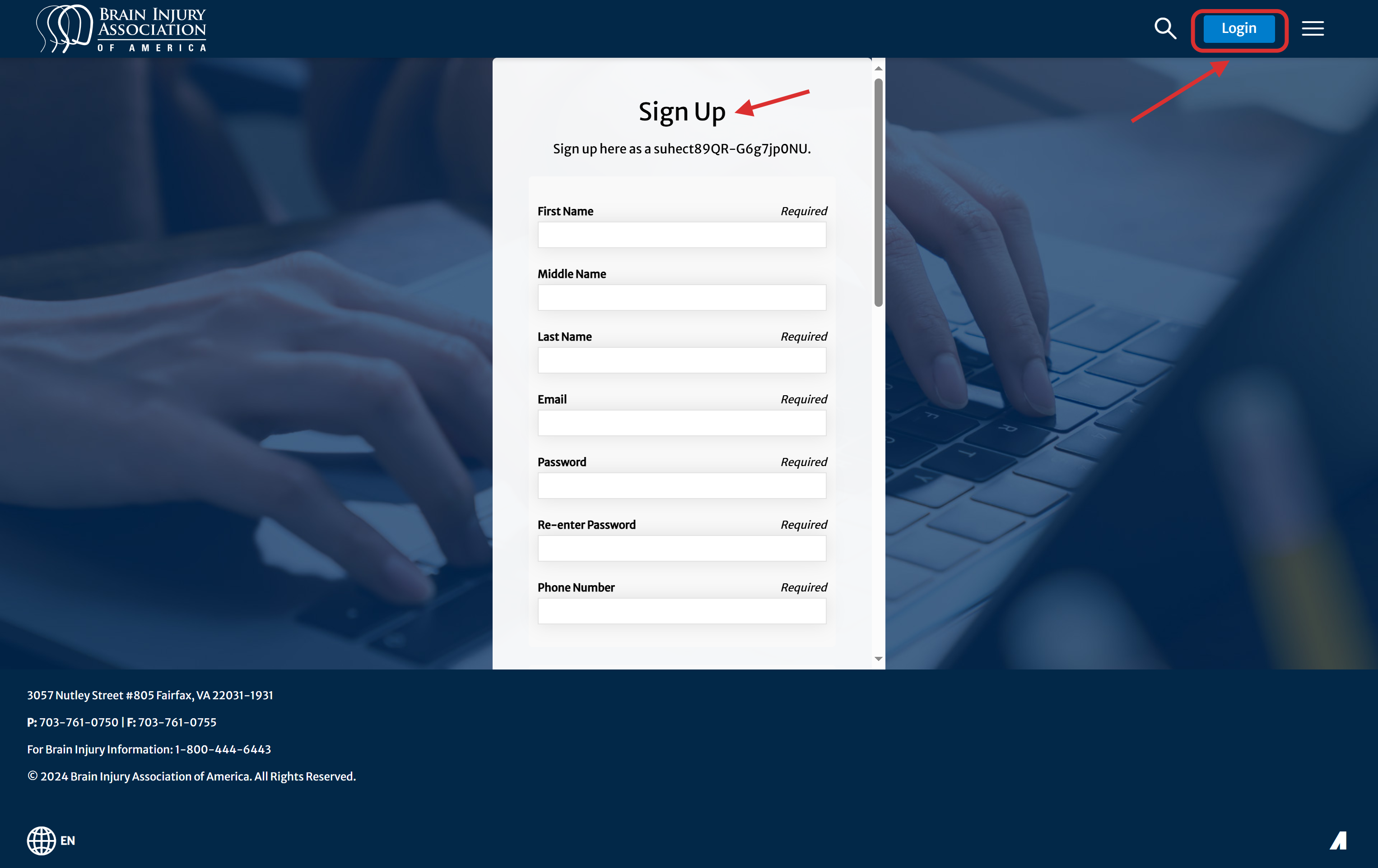 Click on Sign Up (New Users) or Login (Returning Users)