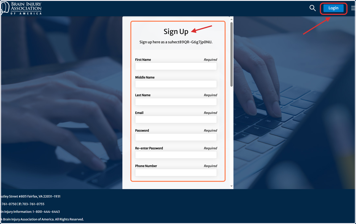 Click on Sign Up (New Users) or Login (Returning Users)