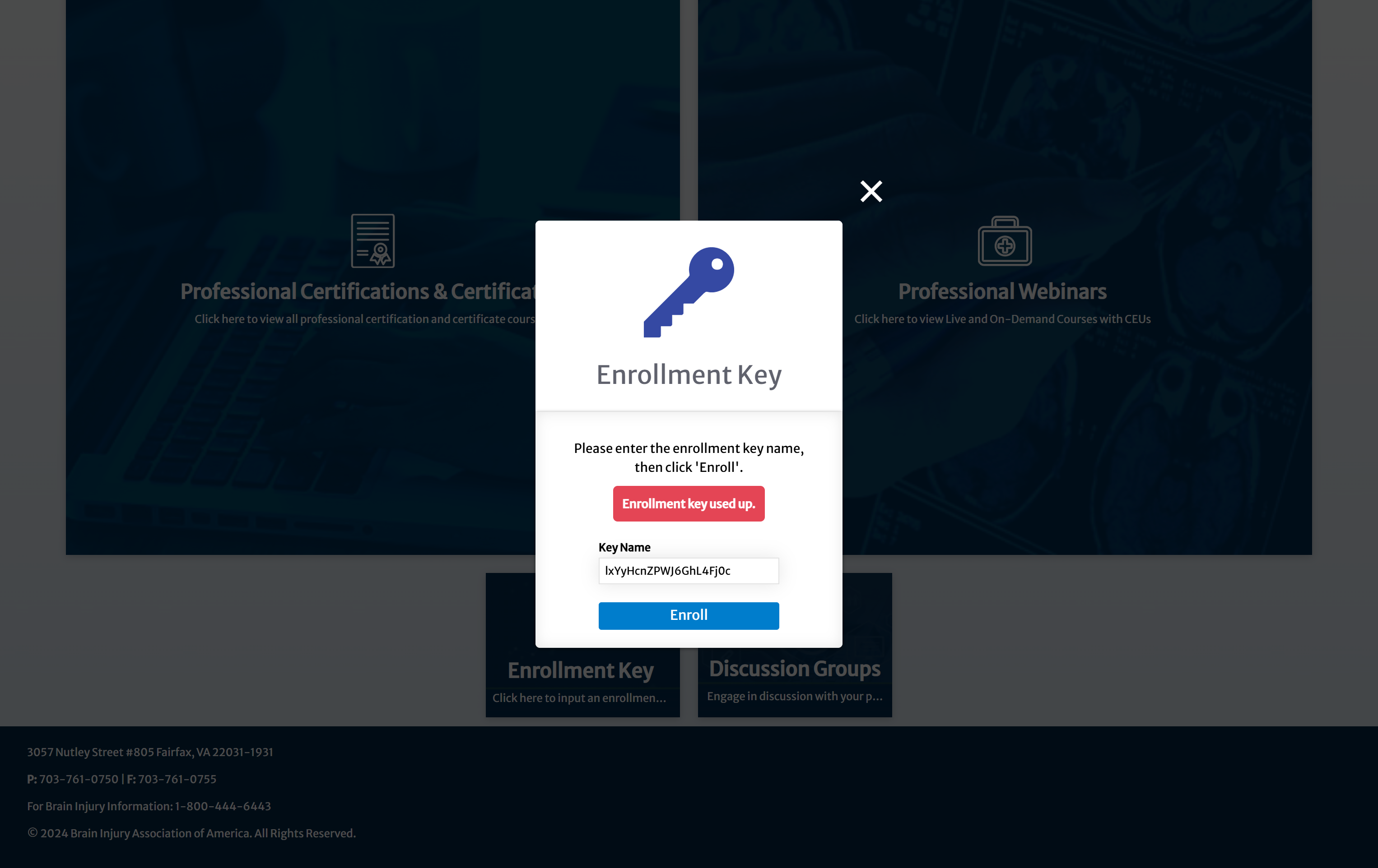 Click on Close Enrollment Key