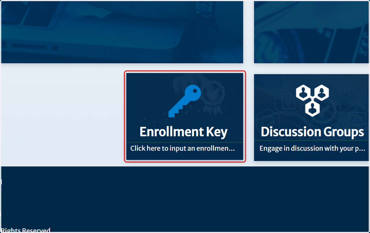 Click on Enrollment Key (Located on the Homepage Dashboard)