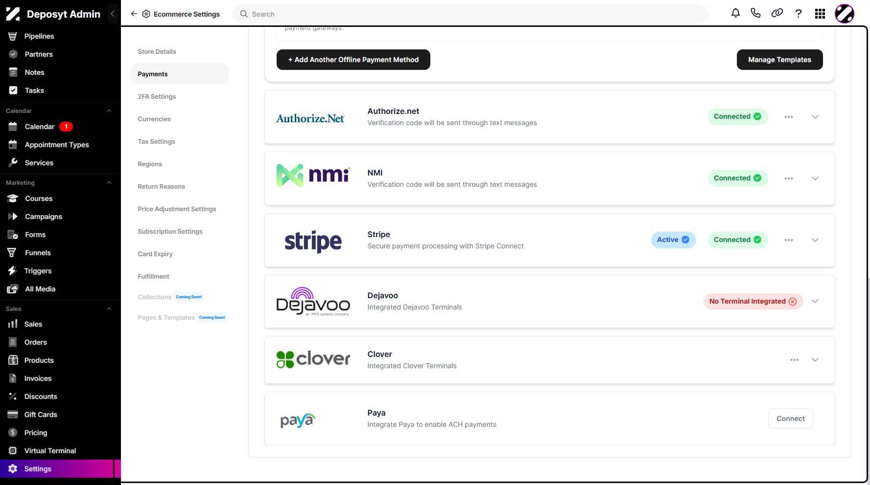 Step 5: Scroll down to the payment processor list below, then choose the one you want.