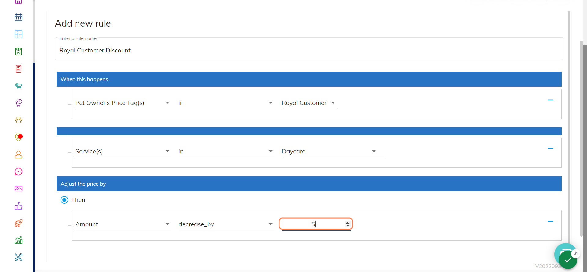 Then select the total amount that needs to be decreased or increased. Example: "5"