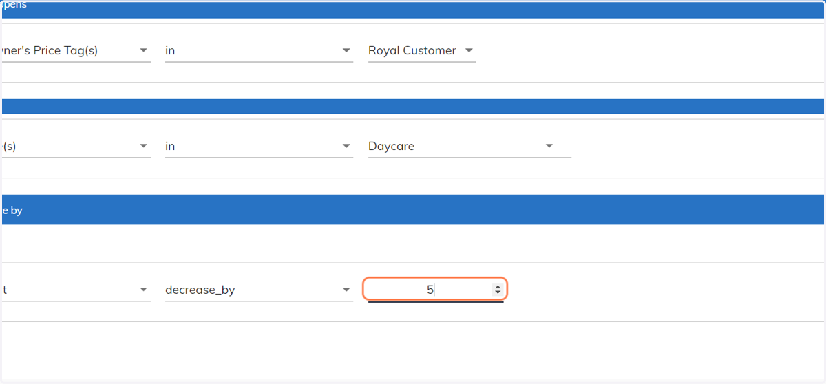 Then select the total amount that needs to be decreased or increased. Example: "5"