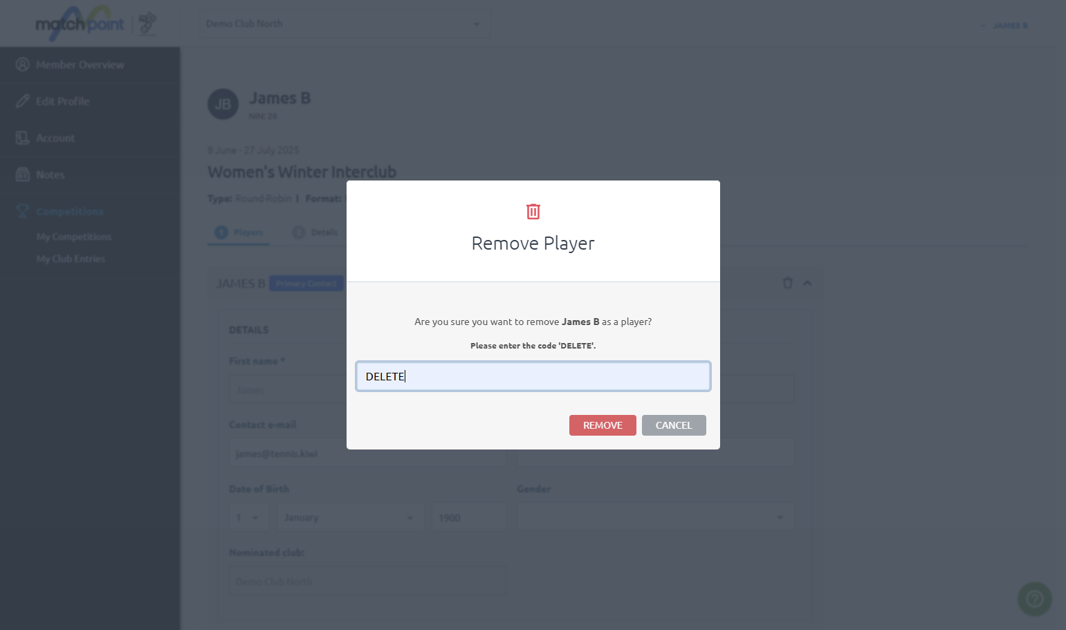 Click on REMOVE