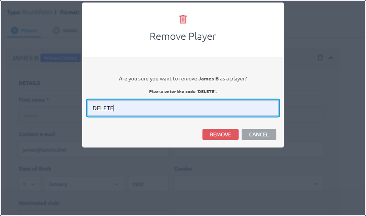 Type "DELETE"