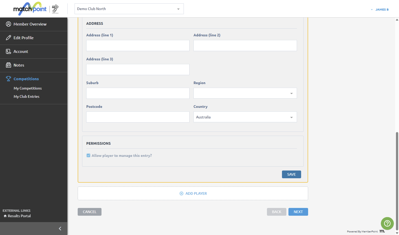 Your own information will populate automatically, this can be deleted at the end