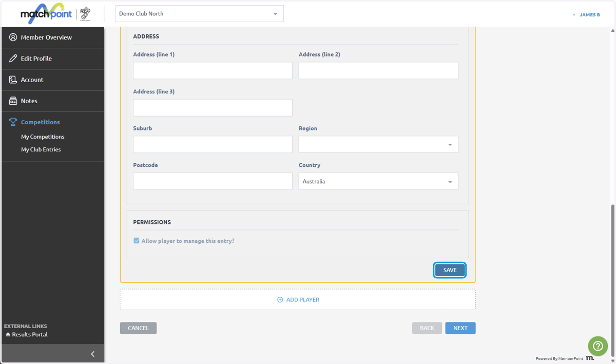 Your own information will populate automatically, this can be deleted at the end